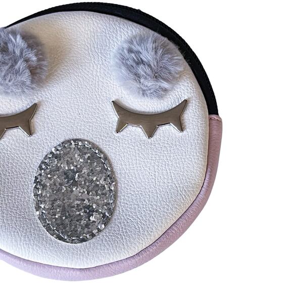 Luv Betsey Johnson 5" Round Baby Owl Coin Purse Clutch Zipper Pouch Glitter - Picture 2 of 9